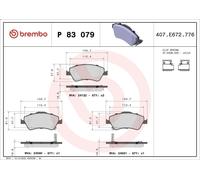 Juego de pastillas de freno BREMBO P 83 079 TOYOTA AURIS (_E15_) 1.4 2007-2012