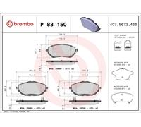 Juego de pastillas de freno BREMBO P 83 150 TOYOTA AURIS (_E18_) 1.2 2015-2018