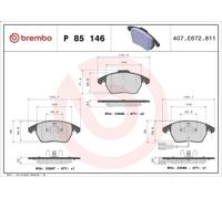 Juego de pastillas de freno BREMBO P 85 146 AUDI A3 (8P1) 2 2003-2008