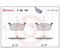 Juego de pastillas de freno BREMBO P 85 167 para VW TAIGO (CS1) 1 2021-2024
