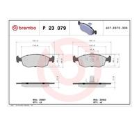 Juego De Pastillas De Freno Brembo P23079 Prime Line para Alfa Romeo Fiat Lancia