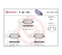 Juego De Pastillas De Freno Brembo P23179 Prime Line para Fiat Eje Trasero