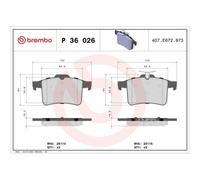 Juego De Pastillas De Freno Brembo P36026 Prime Line para Jaguar Eje Trasero
