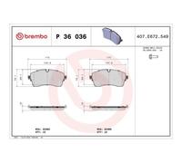 Juego De Pastillas De Freno Brembo P36036 Prime Line para Jaguar Eje Delantero