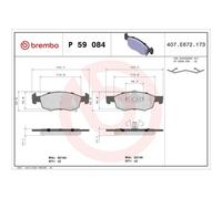 Juego De Pastillas De Freno Brembo P59084 Prime Line para Opel Vauxhall