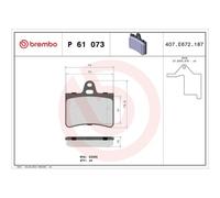 Juego De Pastillas De Freno Brembo P61073 Prime Line para Citroën Eje Trasero