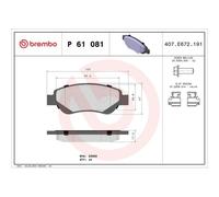 Juego De Pastillas De Freno Brembo P61081 Prime Line para Citroën Peugeot Toyota