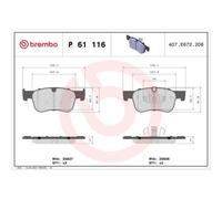 Juego De Pastillas De Freno Brembo P61116 Prime Line para Citroën Opel Peugeot