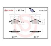 Juego De Pastillas De Freno Brembo P86014 Prime Line para Volvo Eje Trasero