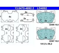 Juego de pastillas de freno, freno de disco ATE 13.0470-4892.2 (1set-1pcs)