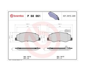 Juego de pastillas de freno, freno de disco PRIME LINE BREMBO P 68 061