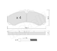 Juego De Pastillas De Freno Metelli 22-0212-3 para Iveco Eje Delantero