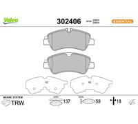 Valeo Juego de 4 Pastillas de Freno Essential 302406, Eje Trasero | Certificación ECE-R90, Calidad Valeo, Probados para Garantizar una Durabilidad y un Rendimiento Óptimos