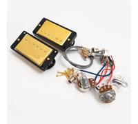 Juego de pastillas Humbucker para guitarra con kit de arnés de cableado 2V1T, compatible con guitarra eléctrica Gibson LP SG Les Paul Style, juego de pastillas para cuello y puente (juego dorado BK