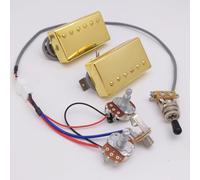 Juego de pastillas Humbucker para guitarra LP Classic 57 Plus Alnico II 50/50 mm, puente/mástil, color dorado con arnés de cableado 4C 1V1T para accesorios de guitarra Gibson Les Paul