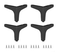 Juego de patas de muebles de metal negro, soporte resistente para sofá, mesa, armario, cama, otomana, paquete de 4 con tornillos para una instalación rápida y protección del suelo (10 cm)