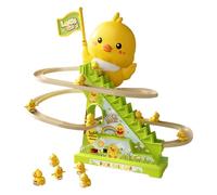Juego de patitos escaleras - Pista de Carreras eléctrica con 12 Patos trepadores | Juguete Interactivo de ABS con Luces LED destellantes y música Alegre, Actividad de coordinación Mano- para niños