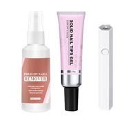 Juego de pegamento de uñas de gel para puntas de uñas, pegamento fijo para uñas de gel, juego de pegamento para puntas de prensa, pegamento de gel para uñas artificiales con removedor y lámpara de