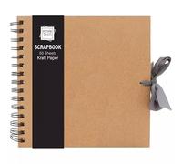 Juego de pegatinas 3D y Tallon Kraft - Álbum de recortes cuadrado pequeño, mediano y grande - Papel Kraft de calidad marrón con cinta (mediano 20 cm x 20 cm, 50 hojas)