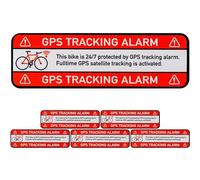 Juego de pegatinas "ALARMA SEGUIMIENTO BICICLETA GPS", 6 pzs, 67 x 21 mm, lámina autoadhesiva, adhesivo exterior, pegatina de advertencia para bicicletas para uso en exteriores