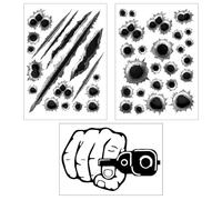 Juego de Pegatinas Coche, Diseños de Agujeros de Bala y Arañazos, Pegatinas de Simulación 3D para Coche Exterior, Fáciles de Aplicar, Aptas para Coches, Motos y Cascos, Negro