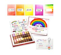 Juego de pegatinas de educador para Merci Chocolate 250 g para regalo de despedida para educador con pegatinas preimpresas, regalo de despedida, educador Kita + tarjeta de felicitación, sin chocolate