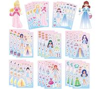Juego de pegatinas de intercambio de cara de princesa de hadas para niños, pegatinas de princesa DIY, hacer una cara, vestido, arte, artesanía, regalos de fiesta de cumpleaños, haz tus propios regalos