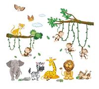 Juego de Pegatinas de Pared para Fiestas de Animales - Decoración de la Selva, Dibujos Animados para Habitación