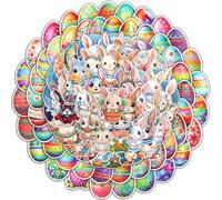 Juego de Pegatinas de Pascua, Pegatinas de Conejos, Huevo Cool Graffiti para Bricolaje, Portátil, Equipaje, Nevera, Bicicleta, Teléfono, Decoración de Graffiti (100 Piezas)
