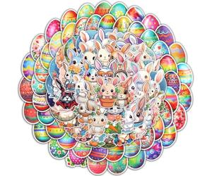 Juego de Pegatinas de Pascua, Pegatinas de Conejos, Huevo Cool Graffiti para Bricolaje, Portátil, Equipaje, Nevera, Bicicleta, Teléfono, Decoración de Graffiti (100 Piezas)