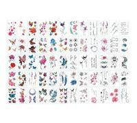 Juego De Pegatinas De Tatuaje De 2 Hojas, Pegatina De Tatuaje De Flores, Pegatina De Tatuaje De Mariposa, Pegatina De Tatuaje Impermeable, Pegatina De Tatuaje Temporal