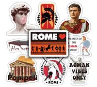 Juego de pegatinas históricas de Roma (53 piezas), diseño de gouache resistente al agua, Roma, Italia, tema del Imperio Romano Vaticano