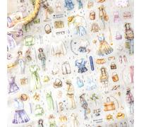 Juego de pegatinas para álbumes de recortes, 6 rolls girl's Ootd Temed PET Washi Tape Aesthetic Stickers,Decorative for Bullet Journal Zubehör,Journaling,Photo Album,Notebook,DIY Crafts(Girl's Ootd