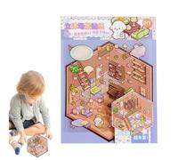 Juego de pegatinas para casa en miniatura, pegatinas de escena en miniatura, pegatinas de scrapbooking con efecto, pegatinas pequeñas de casa de animales con escenas para adultos, crea tu propio álbum