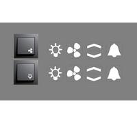 Juego de pegatinas para interruptor con símbolos blancos, flechas de luz, campana, ventilador, pegatinas en blanco (RP29/1) (10 mm)