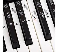 Juego de pegatinas para piano de 49 | 61 | 76 | 88 teclas de teclado + eBook | Juego completo de pegatinas premium para teclas blancas y negras | C-D-E-F-G-A-B | Instrucciones en alemán