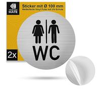 Juego de pegatinas "WC señoras caballeros", 2 pzs, Ø 100 mm, diseño 1, lámina autoadhesiva, pegatina de aseo para uso en interiores y exteriores, señal autoadhesiva de aseo, señal de puerta de aseo