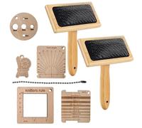 Juego de peine de fieltro de lana con mango de madera, cepillo de lana de madera, pincel de madera, cardador de mano para manualidades de lana, pincel de fieltro con mango de madera, juego de peine de