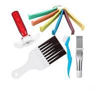 Juego de peine de núcleo de calentador con enderezador de aletas de radiador y cepillo de bobina de condensador, kit de reparación esencial de aletas de CA para sistema de refrigeración y limpieza del