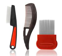Juego de Peine para Piojos y Caspa de Acero Inoxidable - Peine de Dientes Finos Profesional contra Piojos, Caspa y Pulgas - Ideal para Familias, Niños y Mascotas