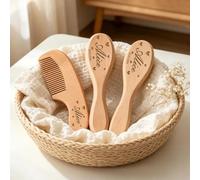 Juego De Peine Y Cepillo De Pelo De Bebé Personalizado Para Niños Recién Nacidos, Cepillo De Pelo De Madera Con Nombre Grabado Personalizada, Regalos Para Nuevos Padres