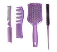 Juego de peine y cepillo, herramientas de peluquería para trenzas plegables, 4 piezas peines y cepillos para trenzas - para cabello corto largo y grueso y rizado recto viaje casa salón mujeres hombres