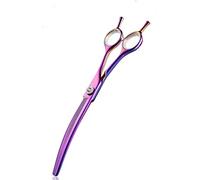 juego de peine y tijeras Cizallas para el pelo de PET DOY CURVED CURVE DOGER Tijeras Tijeras de acero inoxidable 440C Trimmer de salón Cizalla curvada 7 Pulgadas Púrpura tijeras de peluquero