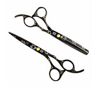 juego de peine y tijeras Set de cizallamiento de peluquería Cereza de adelgazamiento de barbero Cizallas de corte 440C Salón Cabello mezcla tijera para Barber Home Use tijeras de peluquero