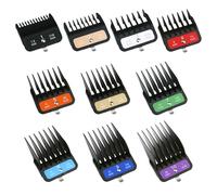 Juego de peines Combs compatible con Wahl - 10 protectores de tamaño completo de 1/16" a 1" con clips metálicos de colores, para un mayor rendimiento de corte, color gris.