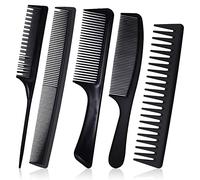 Juego de peines para el cabello, peine de dientes grandes y finos peine de cola antiestático, peine desenredante para hombres y mujeres, salón peluquero, color negro