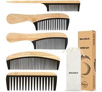 Juego de peines para el pelo para hombres y mujeres, cepillo de dientes anchos, cepillo de bambú natural, resistente al calor, peine de dientes finos, cepillo de pelo antiestático, para largo, corto