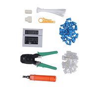 Juego de Pelacables, Kit de Herramientas de reparación de Red, alicates para Conectores RJ45, Cat5, Cat5e y Cat6, Kit de crimpadora Ethernet, comprobador de Red, Pelacables, acoplador y Accesorios.