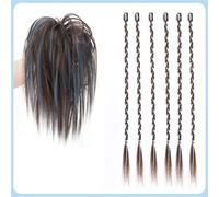 Juego de pelo postizo con clip de agarre, 7 piezas de peluca de pelo esponjoso con tinte for recoger, decoración de peinado Y2K(Brown+blue)