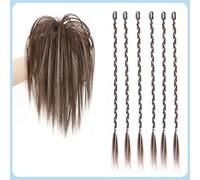 Juego de pelo postizo con clip de agarre, 7 piezas de peluca de pelo esponjoso con tinte for recoger, decoración de peinado Y2K(Light brown+gray)